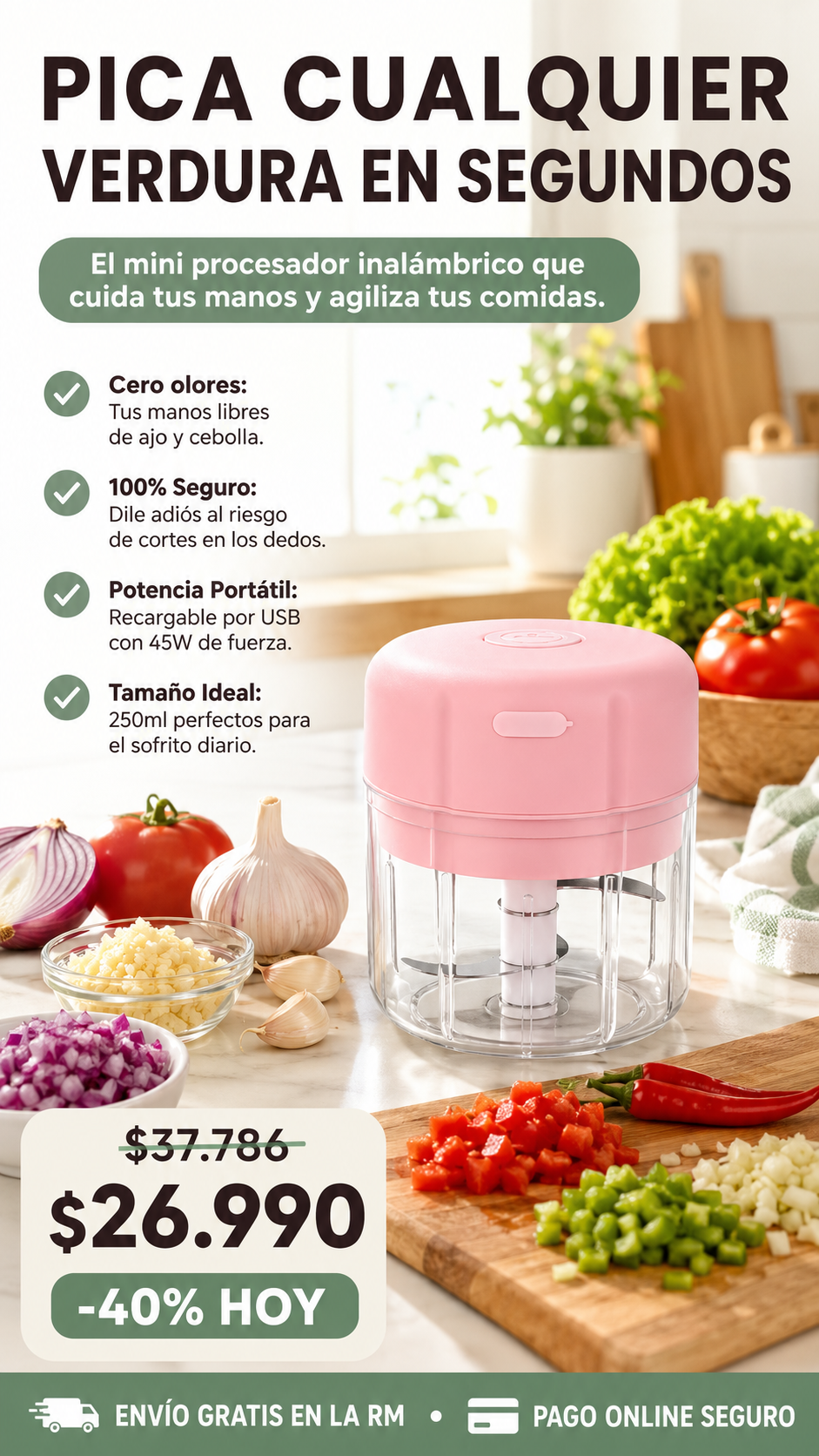 Mini Picador De Verduras Procesador